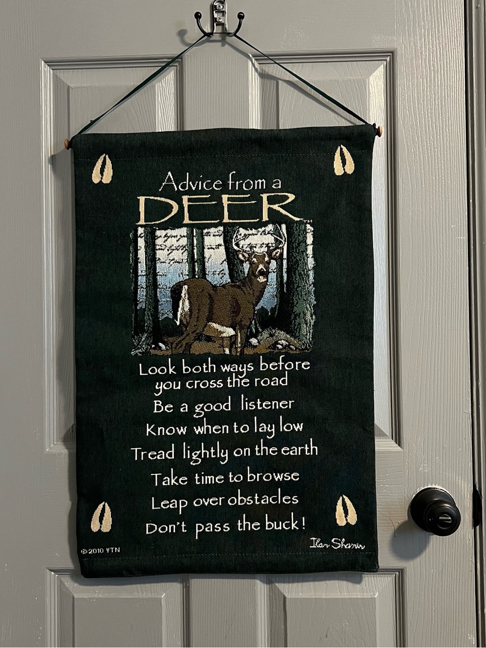 Advice from a Deer Wall Hanging Tapestry Forest Green Your True Nature 2011